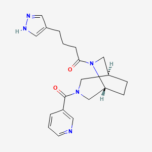 molecular formula C20H25N5O2 B5612339 (1S*,5R*)-6-[4-(1H-pyrazol-4-yl)butanoyl]-3-(3-pyridinylcarbonyl)-3,6-diazabicyclo[3.2.2]nonane 