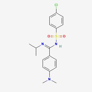 molecular formula C18H22ClN3O2S B5612348 N'-[(4-chlorophenyl)sulfonyl]-4-(dimethylamino)-N-isopropylbenzenecarboximidamide 
