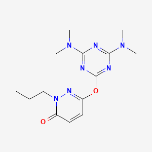 molecular formula C14H21N7O2 B5612350 6-{[4,6-bis(dimethylamino)-1,3,5-triazin-2-yl]oxy}-2-propyl-3(2H)-pyridazinone 