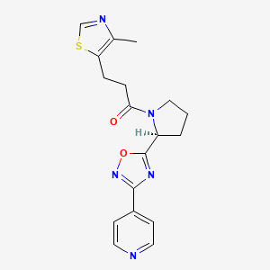 molecular formula C18H19N5O2S B5612357 4-(5-{(2S)-1-[3-(4-methyl-1,3-thiazol-5-yl)propanoyl]-2-pyrrolidinyl}-1,2,4-oxadiazol-3-yl)pyridine 