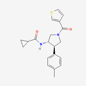 molecular formula C20H22N2O2S B5612424 N-[(3S*,4R*)-4-(4-methylphenyl)-1-(3-thienylcarbonyl)-3-pyrrolidinyl]cyclopropanecarboxamide 