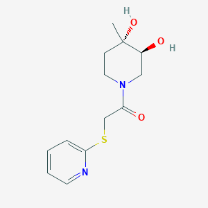 molecular formula C13H18N2O3S B5612435 (3S*,4S*)-4-methyl-1-[(pyridin-2-ylthio)acetyl]piperidine-3,4-diol 