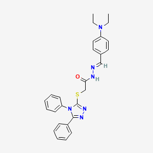 molecular formula C27H28N6OS B5612537 N'-[4-(diethylamino)benzylidene]-2-[(4,5-diphenyl-4H-1,2,4-triazol-3-yl)thio]acetohydrazide 