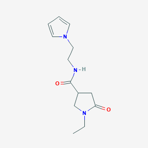 molecular formula C13H19N3O2 B5612547 1-ethyl-5-oxo-N-[2-(1H-pyrrol-1-yl)ethyl]-3-pyrrolidinecarboxamide 