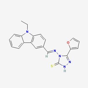 molecular formula C21H17N5OS B5612579 4-{[(9-ethyl-9H-carbazol-3-yl)methylene]amino}-5-(2-furyl)-4H-1,2,4-triazole-3-thiol 