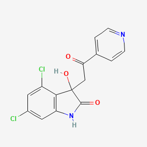 molecular formula C15H10Cl2N2O3 B5612609 4,6-dichloro-3-hydroxy-3-[2-oxo-2-(4-pyridinyl)ethyl]-1,3-dihydro-2H-indol-2-one 