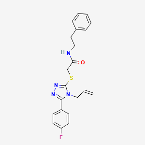 molecular formula C21H21FN4OS B5612625 2-{[4-allyl-5-(4-fluorophenyl)-4H-1,2,4-triazol-3-yl]thio}-N-(2-phenylethyl)acetamide 