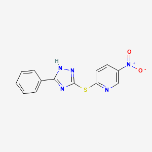 molecular formula C13H9N5O2S B5612627 5-nitro-2-[(5-phenyl-4H-1,2,4-triazol-3-yl)thio]pyridine 