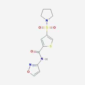 molecular formula C12H13N3O4S2 B5612646 N-3-isoxazolyl-4-(1-pyrrolidinylsulfonyl)-2-thiophenecarboxamide 