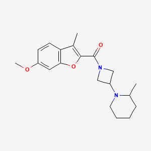 molecular formula C20H26N2O3 B5612669 1-{1-[(6-methoxy-3-methyl-1-benzofuran-2-yl)carbonyl]-3-azetidinyl}-2-methylpiperidine 