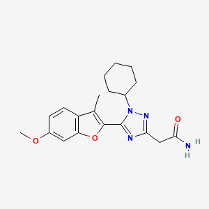 molecular formula C20H24N4O3 B5612679 2-[1-cyclohexyl-5-(6-methoxy-3-methyl-1-benzofuran-2-yl)-1H-1,2,4-triazol-3-yl]acetamide 