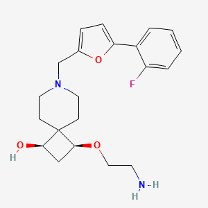 molecular formula C21H27FN2O3 B5612686 rel-(1R,3S)-3-(2-aminoethoxy)-7-{[5-(2-fluorophenyl)-2-furyl]methyl}-7-azaspiro[3.5]nonan-1-ol dihydrochloride 