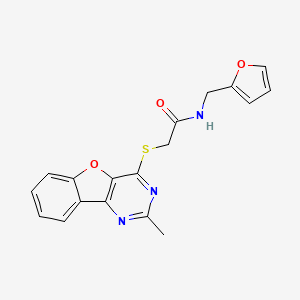 molecular formula C18H15N3O3S B5612720 N-(2-furylmethyl)-2-[(2-methyl[1]benzofuro[3,2-d]pyrimidin-4-yl)thio]acetamide 