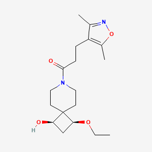 molecular formula C18H28N2O4 B5612753 (1R*,3S*)-7-[3-(3,5-dimethylisoxazol-4-yl)propanoyl]-3-ethoxy-7-azaspiro[3.5]nonan-1-ol 