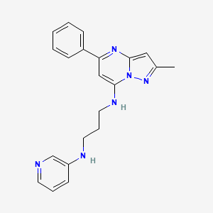 molecular formula C21H22N6 B5612760 N-(2-methyl-5-phenylpyrazolo[1,5-a]pyrimidin-7-yl)-N'-pyridin-3-ylpropane-1,3-diamine 