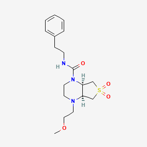 (4aS*,7aR*)-4-(2-methoxyethyl)-N-(2-phenylethyl)hexahydrothieno[3,4-b]pyrazine-1(2H)-carboxamide 6,6-dioxide