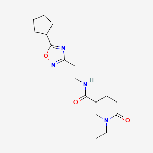 N-[2-(5-cyclopentyl-1,2,4-oxadiazol-3-yl)ethyl]-1-ethyl-6-oxo-3-piperidinecarboxamide