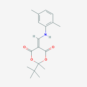 molecular formula C18H23NO4 B5612840 2-tert-butyl-5-{[(2,5-dimethylphenyl)amino]methylene}-2-methyl-1,3-dioxane-4,6-dione 