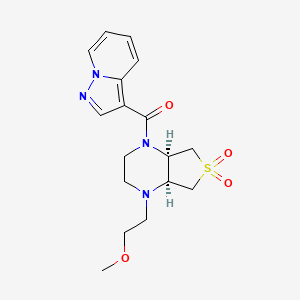 molecular formula C17H22N4O4S B5612881 (4aR*,7aS*)-1-(2-methoxyethyl)-4-(pyrazolo[1,5-a]pyridin-3-ylcarbonyl)octahydrothieno[3,4-b]pyrazine 6,6-dioxide 