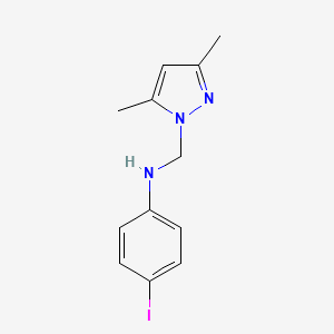 molecular formula C12H14IN3 B5613097 N-[(3,5-dimethyl-1H-pyrazol-1-yl)methyl]-4-iodoaniline 