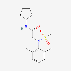 molecular formula C16H24N2O3S B5613171 N~1~-cyclopentyl-N~2~-(2,6-dimethylphenyl)-N~2~-(methylsulfonyl)glycinamide 
