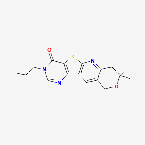 molecular formula C17H19N3O2S B5613276 8,8-dimethyl-3-propyl-7,10-dihydro-8H-pyrano[3'',4'':5',6']pyrido[3',2':4,5]thieno[3,2-d]pyrimidin-4(3H)-one 