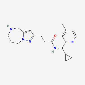 molecular formula C20H27N5O B5613301 N-[cyclopropyl(4-methyl-2-pyridinyl)methyl]-3-(5,6,7,8-tetrahydro-4H-pyrazolo[1,5-a][1,4]diazepin-2-yl)propanamide dihydrochloride 