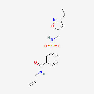 molecular formula C16H21N3O4S B5613383 N-allyl-3-({[(3-ethyl-4,5-dihydroisoxazol-5-yl)methyl]amino}sulfonyl)benzamide 