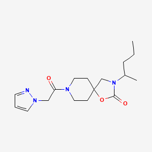 molecular formula C17H26N4O3 B5613391 3-(1-methylbutyl)-8-(1H-pyrazol-1-ylacetyl)-1-oxa-3,8-diazaspiro[4.5]decan-2-one 