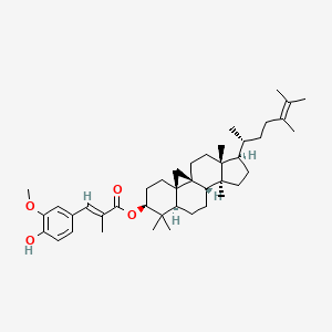 [(1S,3R,6S,8R,11S,12S,15R,16R)-15-[(2R)-5,6-dimethylhept-5-en-2-yl]-7,7,12,16-tetramethyl-6-pentacyclo[9.7.0.01,3.03,8.012,16]octadecanyl] (E)-3-(4-hydroxy-3-methoxyphenyl)-2-methylprop-2-enoate