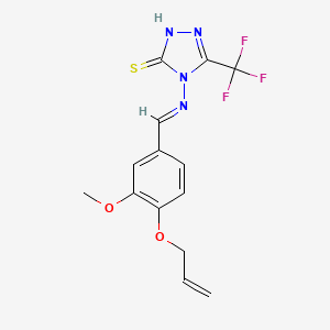 molecular formula C14H13F3N4O2S B5613420 4-{[4-(allyloxy)-3-methoxybenzylidene]amino}-5-(trifluoromethyl)-4H-1,2,4-triazole-3-thiol 