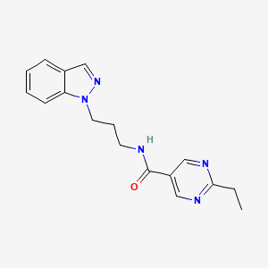 molecular formula C17H19N5O B5613431 2-ethyl-N-[3-(1H-indazol-1-yl)propyl]-5-pyrimidinecarboxamide 