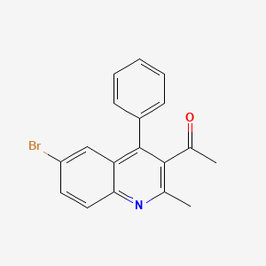 molecular formula C18H14BrNO B5613444 1-(6-bromo-2-methyl-4-phenyl-3-quinolinyl)ethanone 