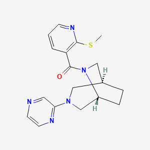 molecular formula C18H21N5OS B5613449 (1S*,5R*)-6-{[2-(methylthio)-3-pyridinyl]carbonyl}-3-(2-pyrazinyl)-3,6-diazabicyclo[3.2.2]nonane 