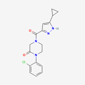 molecular formula C17H17ClN4O2 B5613452 1-(2-chlorophenyl)-4-[(3-cyclopropyl-1H-pyrazol-5-yl)carbonyl]-2-piperazinone 