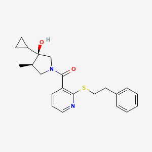 molecular formula C22H26N2O2S B5613457 (3R*,4R*)-3-cyclopropyl-4-methyl-1-({2-[(2-phenylethyl)thio]pyridin-3-yl}carbonyl)pyrrolidin-3-ol 