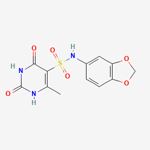 molecular formula C12H11N3O6S B5613467 N-1,3-benzodioxol-5-yl-6-methyl-2,4-dioxo-1,2,3,4-tetrahydropyrimidine-5-sulfonamide 