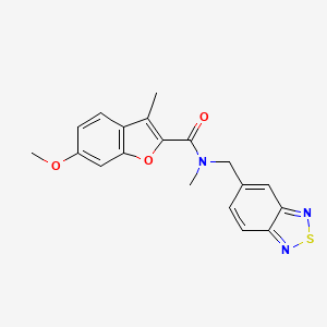 molecular formula C19H17N3O3S B5613473 N-(2,1,3-benzothiadiazol-5-ylmethyl)-6-methoxy-N,3-dimethyl-1-benzofuran-2-carboxamide 