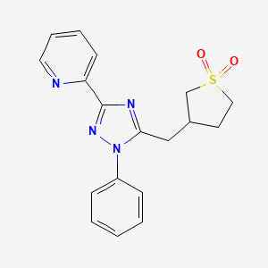 molecular formula C18H18N4O2S B5613519 2-{5-[(1,1-dioxidotetrahydro-3-thienyl)methyl]-1-phenyl-1H-1,2,4-triazol-3-yl}pyridine 