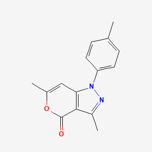 molecular formula C15H14N2O2 B5613536 3,6-dimethyl-1-(4-methylphenyl)pyrano[4,3-c]pyrazol-4(1H)-one CAS No. 6106-78-1