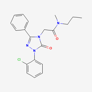 molecular formula C20H21ClN4O2 B5613585 2-[1-(2-chlorophenyl)-5-oxo-3-phenyl-1,5-dihydro-4H-1,2,4-triazol-4-yl]-N-methyl-N-propylacetamide 