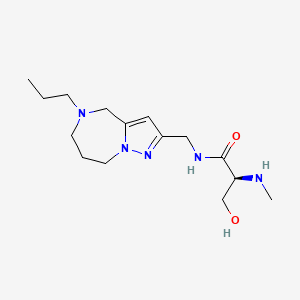 molecular formula C15H27N5O2 B5613607 N~2~-methyl-N~1~-[(5-propyl-5,6,7,8-tetrahydro-4H-pyrazolo[1,5-a][1,4]diazepin-2-yl)methyl]-L-serinamide dihydrochloride 