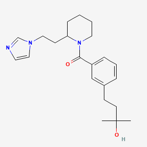 molecular formula C22H31N3O2 B5613627 4-[3-({2-[2-(1H-imidazol-1-yl)ethyl]-1-piperidinyl}carbonyl)phenyl]-2-methyl-2-butanol 
