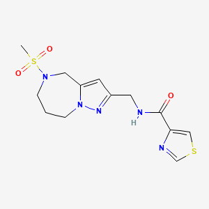 molecular formula C13H17N5O3S2 B5613657 N-{[5-(methylsulfonyl)-5,6,7,8-tetrahydro-4H-pyrazolo[1,5-a][1,4]diazepin-2-yl]methyl}-1,3-thiazole-4-carboxamide 