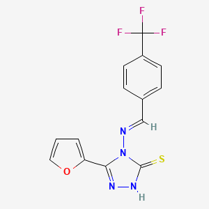 molecular formula C14H9F3N4OS B5613745 5-(2-furyl)-4-{[4-(trifluoromethyl)benzylidene]amino}-4H-1,2,4-triazole-3-thiol 