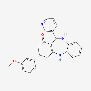 molecular formula C25H23N3O2 B5613746 3-(3-methoxyphenyl)-11-(3-pyridinyl)-2,3,4,5,10,11-hexahydro-1H-dibenzo[b,e][1,4]diazepin-1-one 