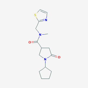 molecular formula C15H21N3O2S B5613774 1-cyclopentyl-N-methyl-5-oxo-N-(1,3-thiazol-2-ylmethyl)-3-pyrrolidinecarboxamide 