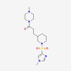 molecular formula C17H29N5O3S B5613795 1-methyl-4-(3-{1-[(1-methyl-1H-imidazol-4-yl)sulfonyl]piperidin-3-yl}propanoyl)piperazine 
