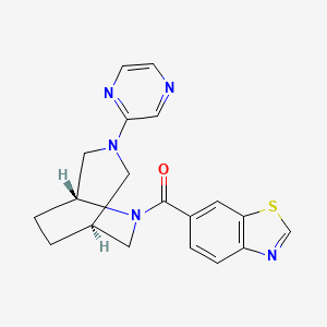 molecular formula C19H19N5OS B5613800 6-{[(1S*,5R*)-3-(2-pyrazinyl)-3,6-diazabicyclo[3.2.2]non-6-yl]carbonyl}-1,3-benzothiazole 