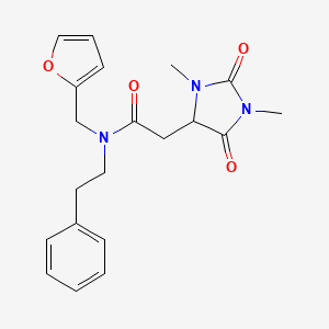 molecular formula C20H23N3O4 B5613846 2-(1,3-dimethyl-2,5-dioxo-4-imidazolidinyl)-N-(2-furylmethyl)-N-(2-phenylethyl)acetamide 